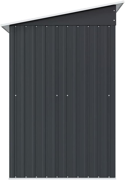  Abri De Jardin En Acier Galvanisé Anthracite Avec Ventilation, Doubles Portes Coulissantes Et Pièces Prédécoupées Pour Rangement Outils Et Matériel Extérieur