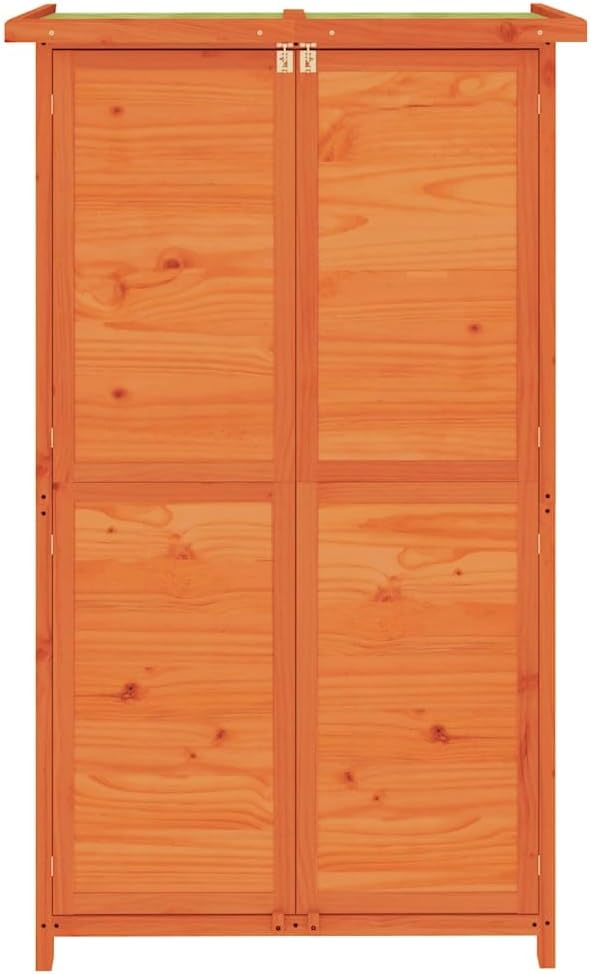  Abri à Outils Marron En Pin Massif 83 X 57 X 140 Cm Avec Toit Imperméable, Espace De Rangement Pratique Pour Outils De Jardin, Tondeuses à Gazon, Vélo Et Outils En Extérieur