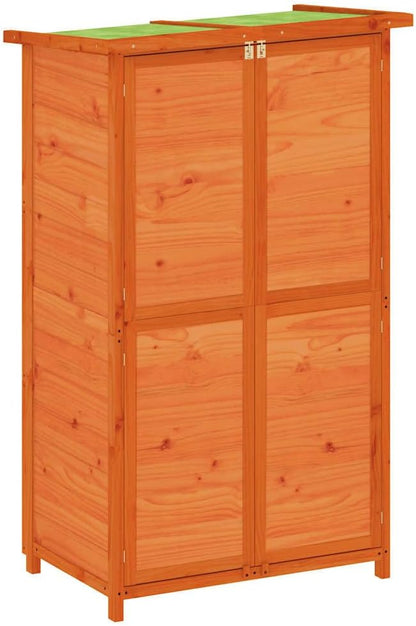  Abri à Outils Moka En Pin Massif 83 X 57 X 140 Cm Avec Toit Incliné Imperméable à La Pluie, Espace De Rangement Spacieux Pour Outils De Jardin Et Accessoires D'extérieur