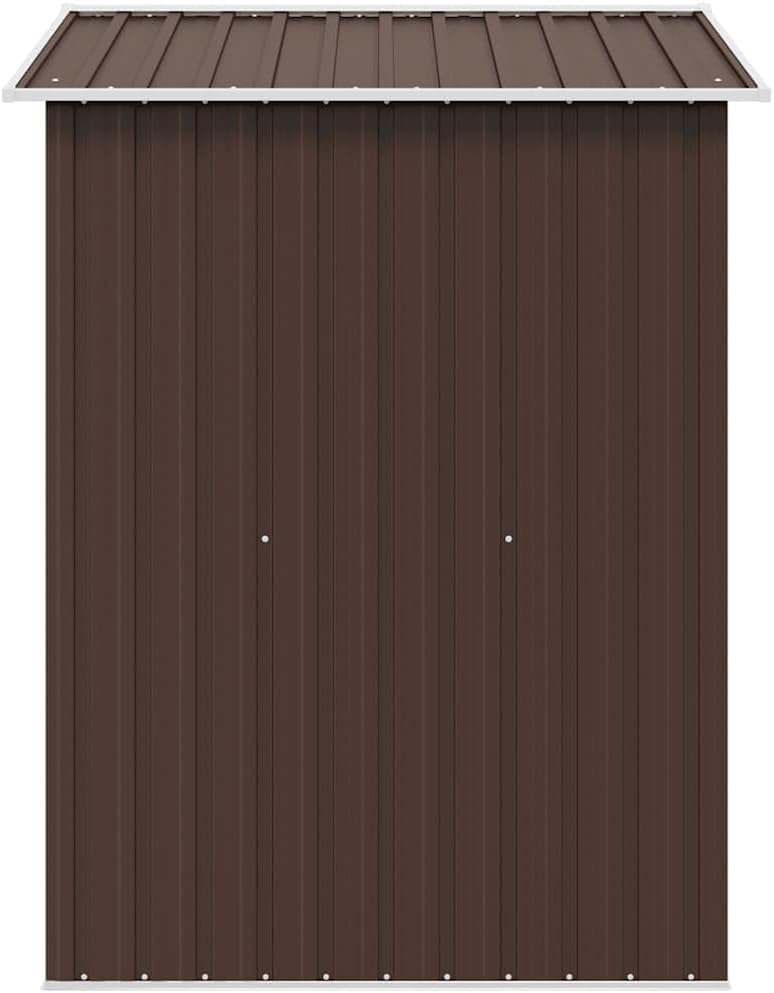  Abri De Jardin En Métal Marron 204x132x186 Cm, Cabane De Rangement Extérieur Avec Doubles Portes Coulissantes, Cadre En Acier Robuste Pour Outils De Jardin Et Matériel D'entretien.