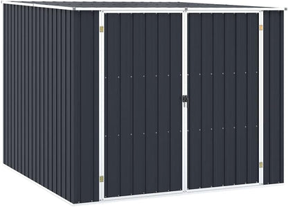  Abri De Jardin Anthracite 195x198x159 Cm En Acier Galvanisé, Abri De Rangement Extérieur Avec Portes à Double Ouverture Et Toit En Pente Pour évacuation De L'eau De Pluie