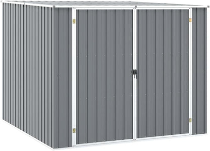  Abri De Jardin Anthracite 195x198x159 Cm En Acier Galvanisé, Abri De Rangement Extérieur Avec Portes à Double Ouverture Et Toit En Pente Pour évacuation De L'eau De Pluie