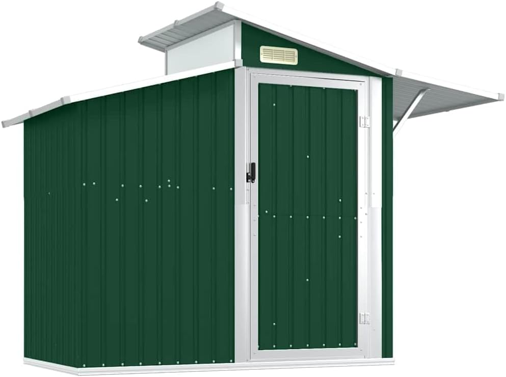  Abri De Jardin Vert 270x130x208,5 Cm En Acier Galvanisé, Rangement Extérieur Pour Outils, Équipements De Jardin Et Accessoires De Piscine