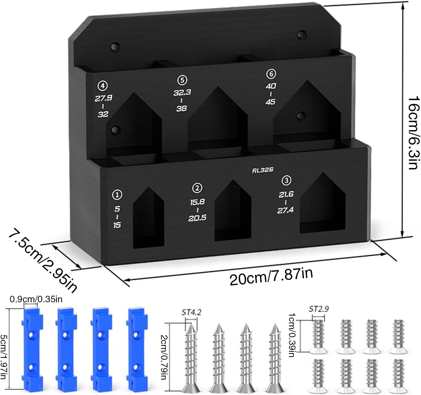  Râtelier De Rangement Pour Outils,Porte-objets Mural à 6 Compartiments,Fixation Pour Outil De Réparation Avec Pince | Pour Garage Atelier Abri Maison