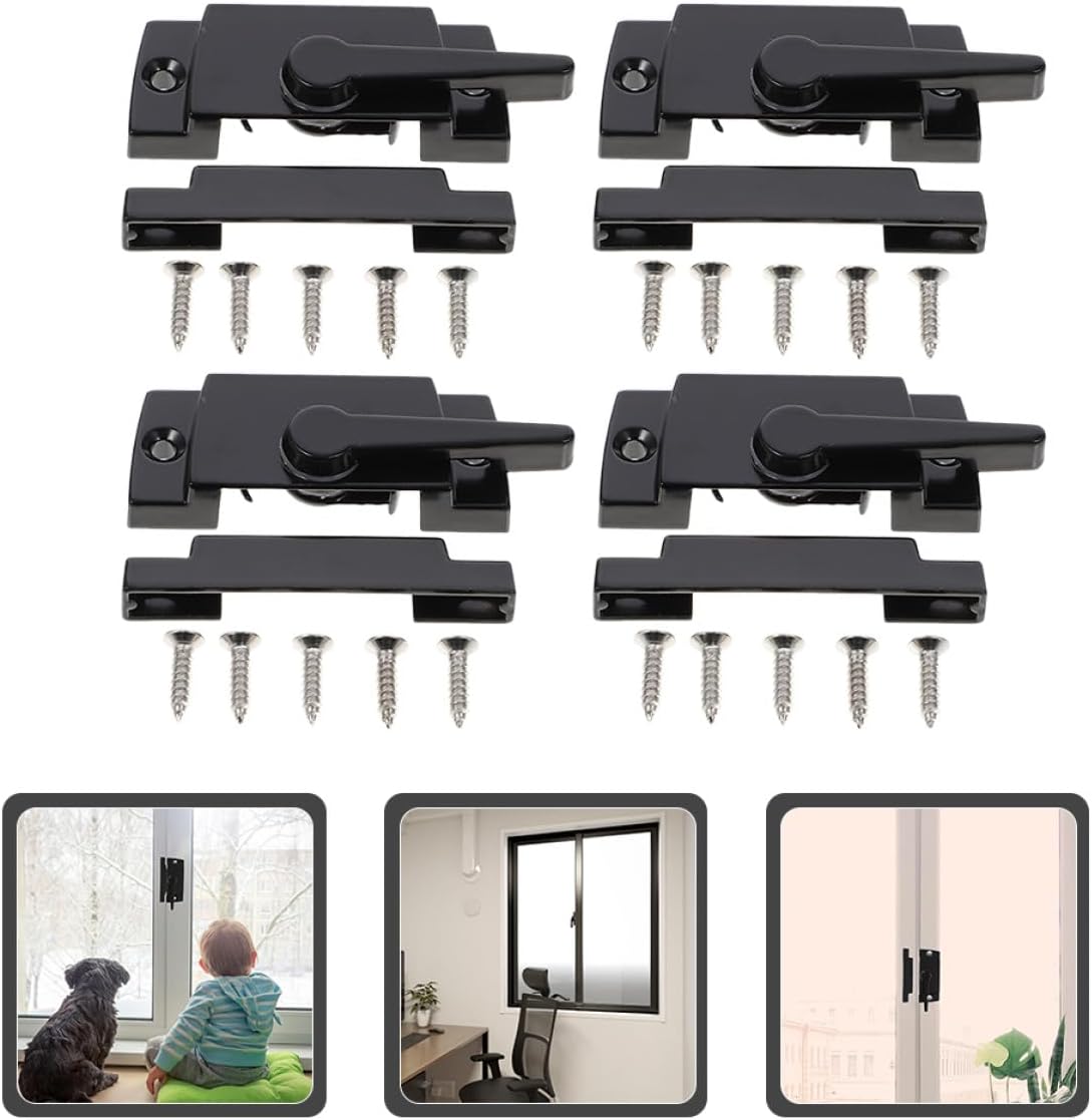  Ciieeo Verrous De Fenêtre Coulissante 4 Pcs En Alliage De Zinc, Sécurité Garçon Et Filles, Butée De Verrouillage Pour Fenêtres Coulissantes Gauche Et Droite, Accessoires De Quincaillerie
