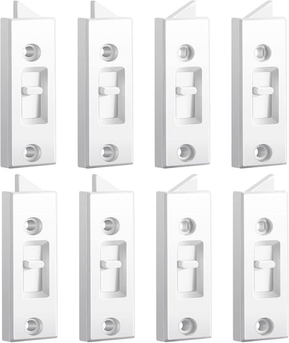  Lot De 8 Loquets De Fenêtre Et Quincaillerie De Fenêtre En Plastique Blanc, à Ressort, Espacement Entre Les Trous De 5,1 Cm
