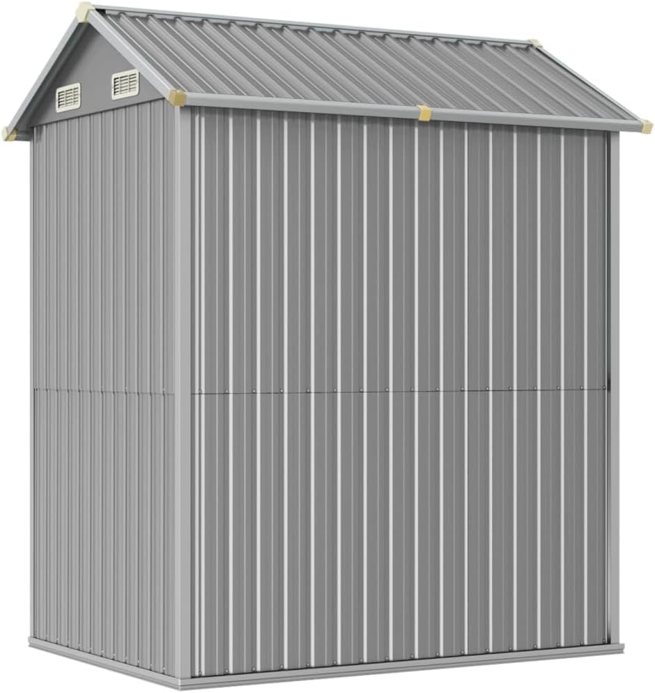  Abri De Jardin 192 X 152 Cm En Acier Galvanisé Gris Clair, Grand Espace De Rangement Extérieur Avec Porte Pratique Et 4 Bouches D'aération