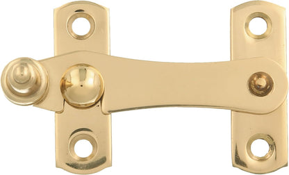  Amig - Golden Latch For Shutters With Reverse Hook Mod. 3 | 75 X 46 Mm | Polished Brass | Anti-Impact And Breakage Security Closure For Windows | Includes Screws