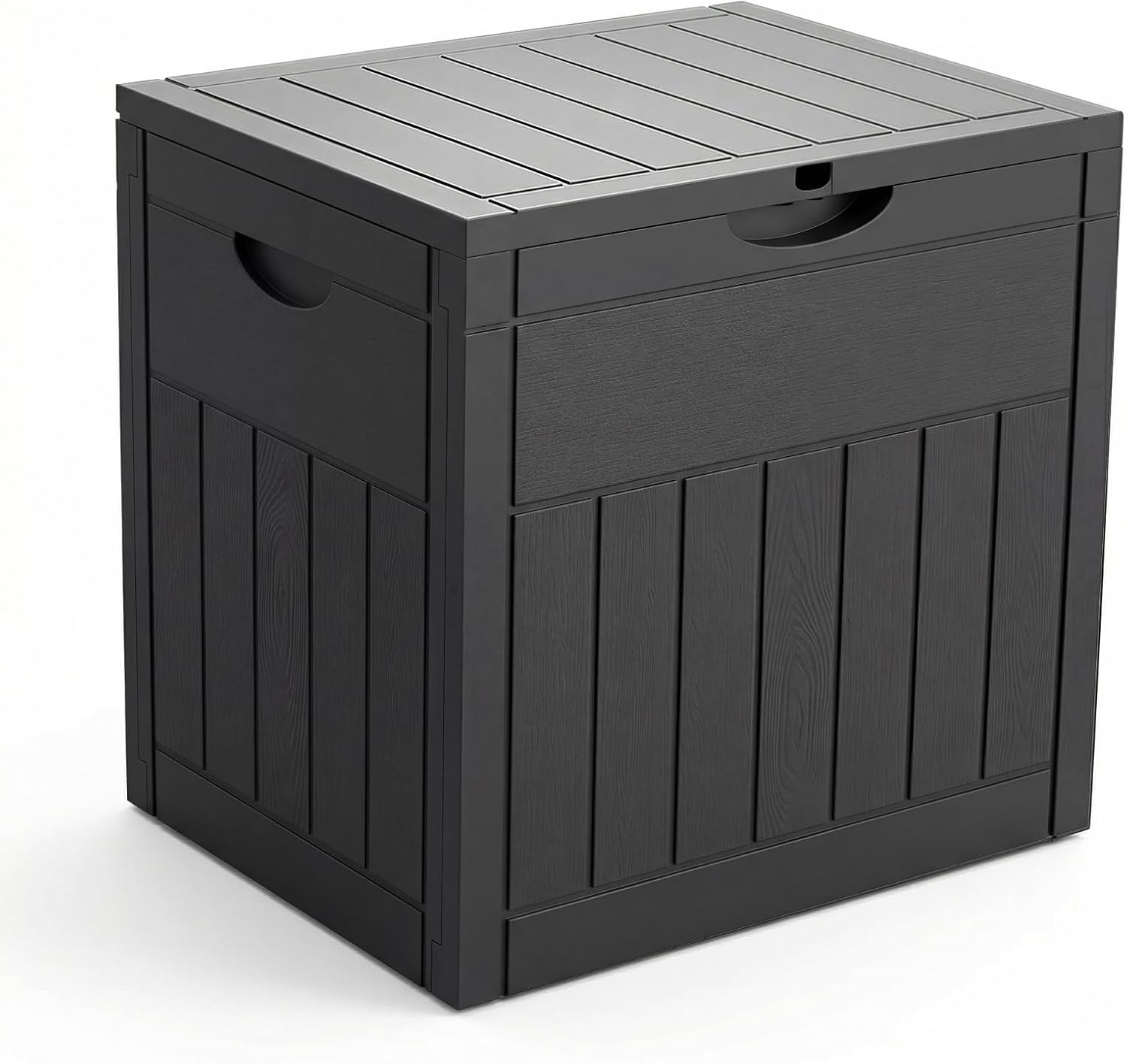  Vounot® Coffre De Rangement Extérieur 126L Boîte De Jardin Étanche Anti UV Couvercle Verrouillable Avec Poignées Encastrées 56 X 43 X 53 Cm Pour Jardin Terrasse Balcon Piscine Effet Bois Noir