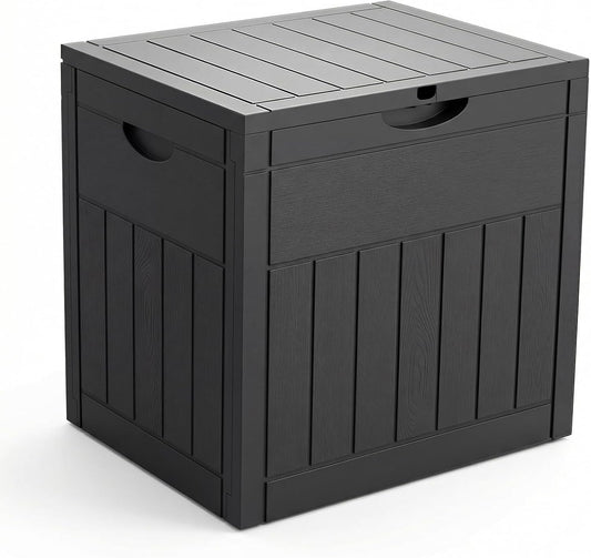  Vounot® Coffre De Rangement Extérieur 126L Boîte De Jardin Étanche Anti UV Couvercle Verrouillable Avec Poignées Encastrées 56 X 43 X 53 Cm Pour Jardin Terrasse Balcon Piscine Effet Bois Noir