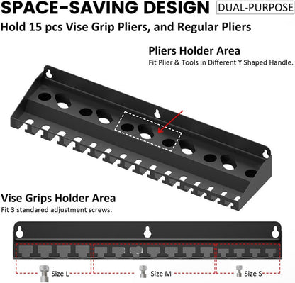  Générique Organiseur Mural Pour Garage | Support Pour Pinces | Rangement D'outils Robuste - Pour Jardin Cour Arrière Garage Patio Sous-Sol Atelier Entrepôt