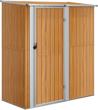  Abri De Jardin Gris En Acier Galvanisé 180,5x97x209,5 Cm, Abri De Rangement Extérieur Avec Toit En Pente Et Porte Verrouillable Pour Outils