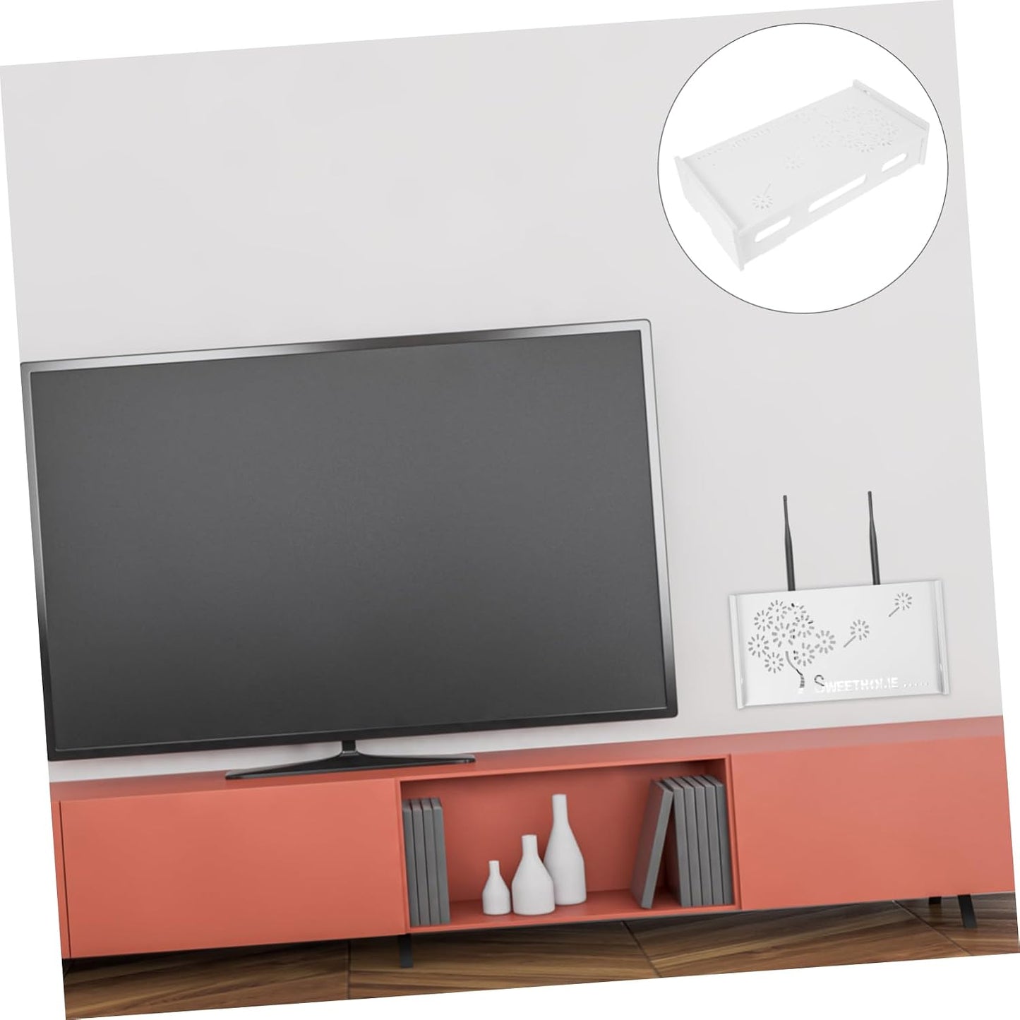  Ciieeo TV Wall Storage Shelf Wire Cover Router Bracket