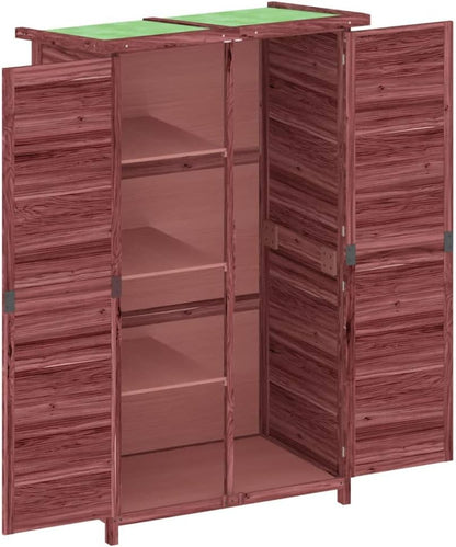  Abri à Outils Moka En Pin Massif 83 X 57 X 140 Cm Avec Toit Incliné Imperméable à La Pluie, Espace De Rangement Spacieux Pour Outils De Jardin Et Accessoires D'extérieur