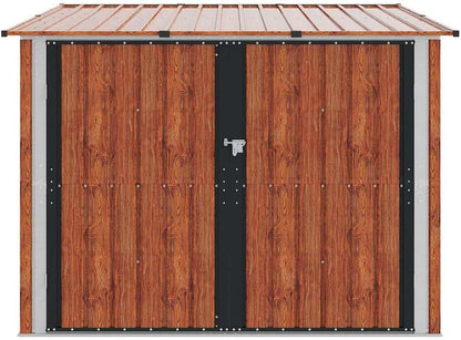 Abri De Vélo Extérieur 3 Pièces Marron 216x207x158 Cm En Métal Robuste Avec Portes à Charnières Doubles Et Hasp De Cadenas Pour Rangement Spacieux De Plusieurs Vélos