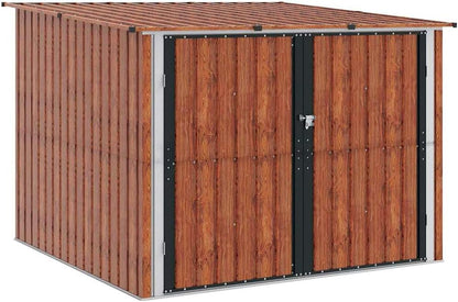  Abri De Vélo Extérieur 3 Pièces Marron 216x207x158 Cm En Métal Robuste Avec Portes à Charnières Doubles Et Hasp De Cadenas Pour Rangement Spacieux De Plusieurs Vélos