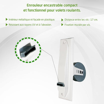 Amig - Recessed Roller Shutter Roller - PVC Front And Metal Body - Dimensions: 6 X 20 X 11.5 Cm - White - Compact And Functional Design