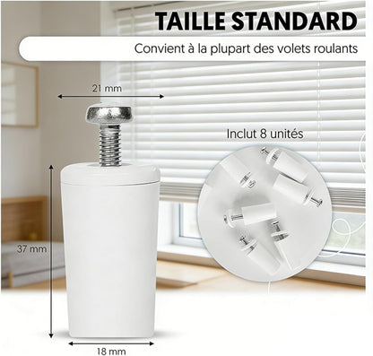  Lot De 8 Butées De Store Enrouleur Blanches Résilientes Avec Propriétés Résistantes à L ' Eau, Idéales Pour La Maison Et Les Applications, Ensemble D ' Installation De Rideaux