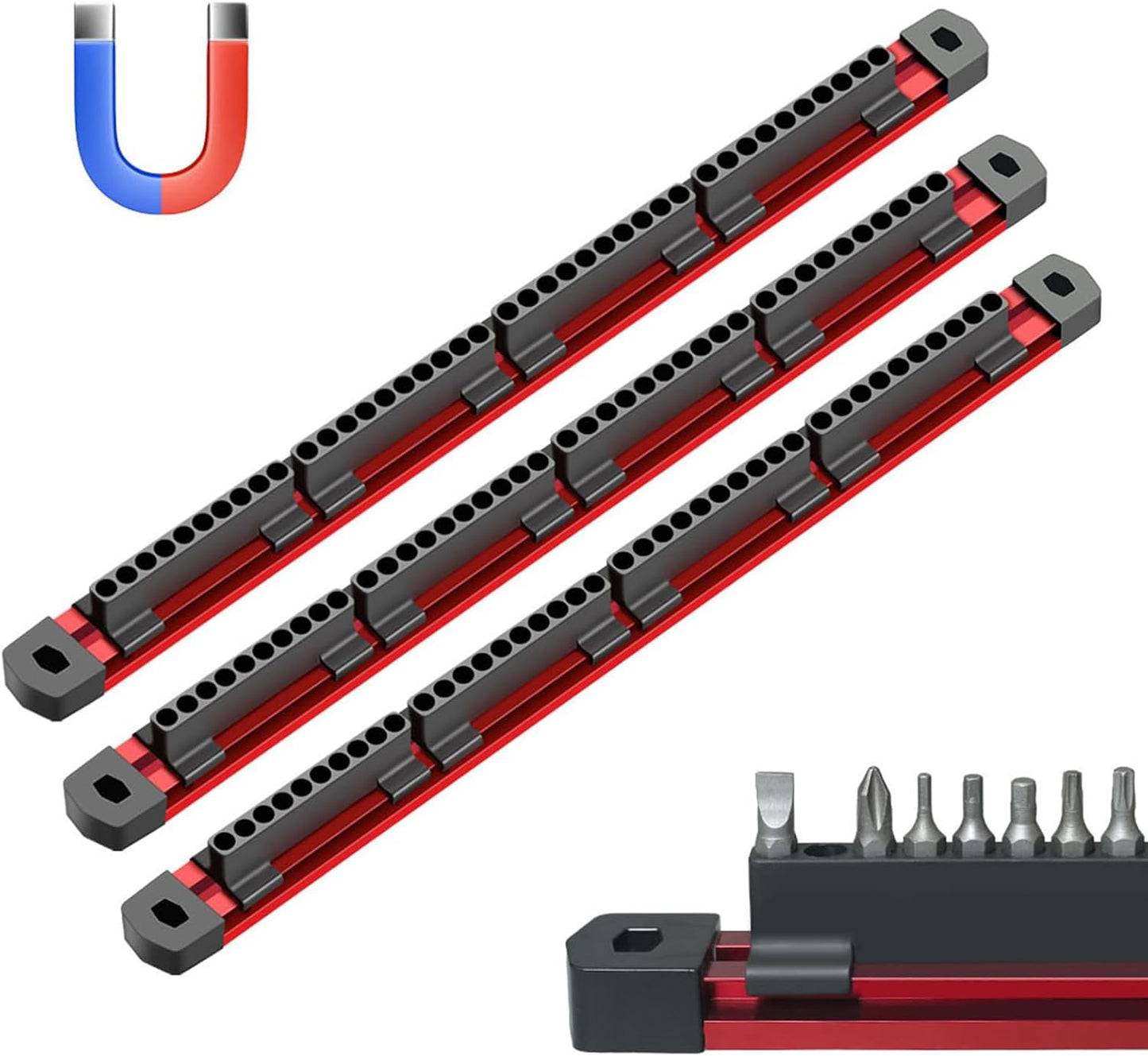  Support Magnétique Pour Embouts De Tournevis, Support Mural à 40 Emplacements Avec Construction Robuste, Station De Rangement De Douilles, Support à Outils électriques Avec Design Sûr, Rangement
