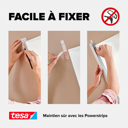  Tesa Moustiquaire Pour Fenêtre De Toit - Amovible Et Enroulable, Avec Cadre En Aluminium - Montage Facile & Sans Perçage Avec La Technologie Adhésive Tesa Powerstrips® - Blanc