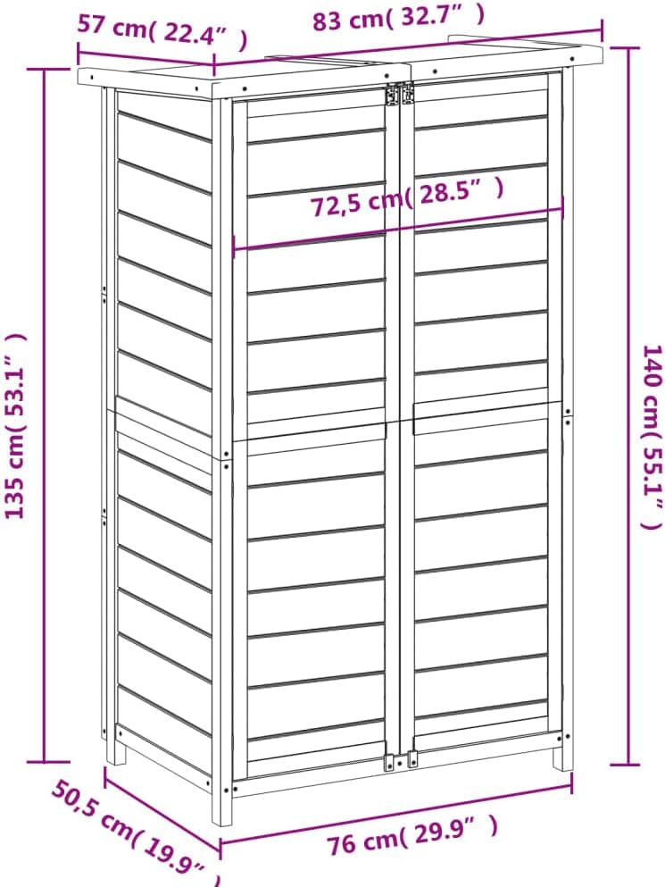  Abri à Outils Moka En Pin Massif 83 X 57 X 140 Cm Avec Toit Incliné Imperméable à La Pluie, Espace De Rangement Spacieux Pour Outils De Jardin Et Accessoires D'extérieur