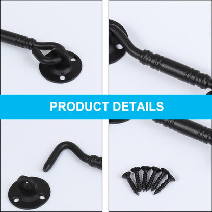  OUNONA Loquet à Crochet En Acier Inoxydable Mat Noir Serrure De Sécurité Pour Porte De Grange Et Fenêtre Verrouillage Solide Pour Portail Coulissant Quincaillerie De Fenêtre