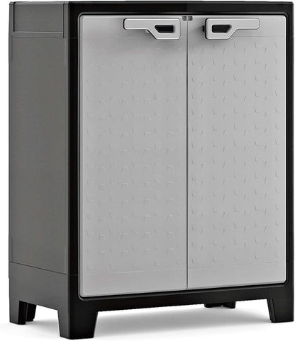  Keter Armoire Haute Titan - Armoire De Rangement En Résine - Étagères Modulables, Pieds Réglables, Charnières Métalliques - Cuisine, Garage, Atelier, Placard - 80 X 44 X 182cm - Noir/Gris