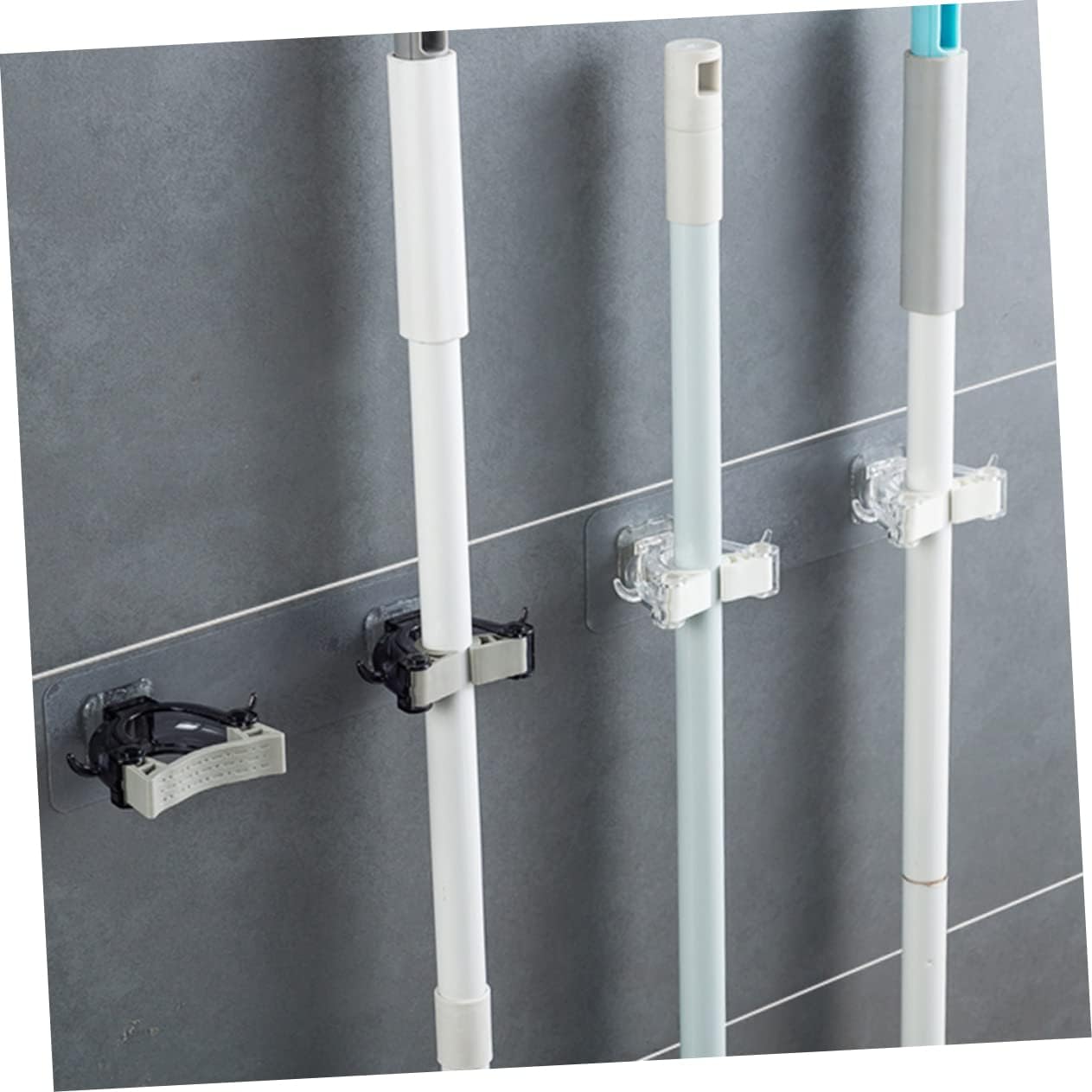  Ciieeo 3pièces Support De Balai Mural Multifonction Noir De Rangement Sans Perçage Pour Maison Cuisine Et Salle De Bain Organisateur De Nettoyage Avec Double Clip