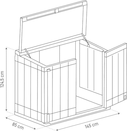  Toomax Stora Way Plus XL Coffre De Rangement Extérieur En Polypropylène Recyclé Avec Effet Bois, Couleur Anthracite/Gris Taupe