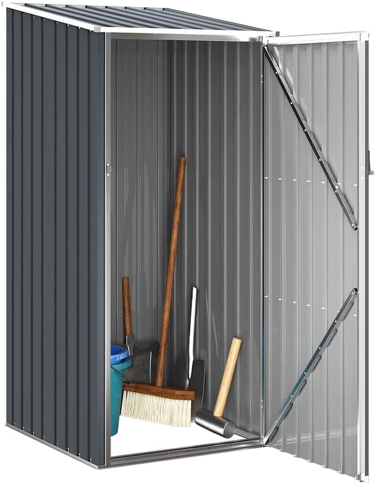  Abri De Jardin Compact 87x98x159 Cm En Acier Galvanisé, Abri De Rangement Extérieur Avec Toit En Pente Pour Outils Et Mobilier De Jardin, Protection Contre La Poussière