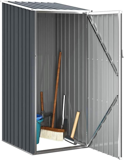  Abri De Jardin Compact 87x98x159 Cm En Acier Galvanisé, Abri De Rangement Extérieur Avec Toit En Pente Pour Outils Et Mobilier De Jardin, Protection Contre La Poussière