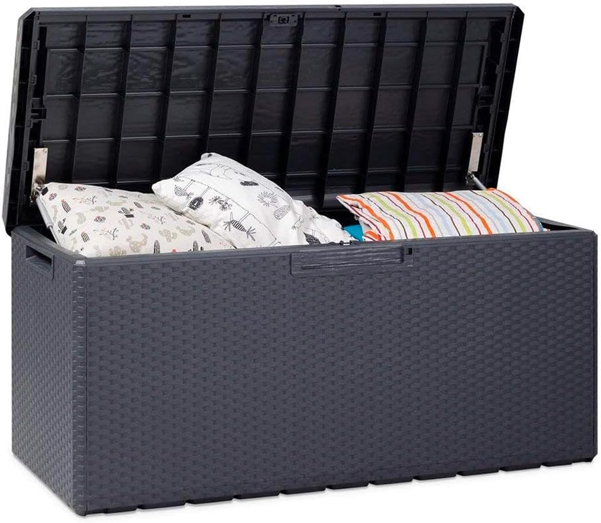  Avilia Coffre De Rangement Avec Assise Et Coussin D'extérieur 340L - Anthracite