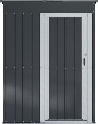  Cabanon De Jardin Métallique Anthracite 137x81x180 Cm, Abri De Jardin Rectangulaire Pour Extérieur, Remise Pratique Avec Rangement Pour Outils Et Pots, Design Moderne Et Durable