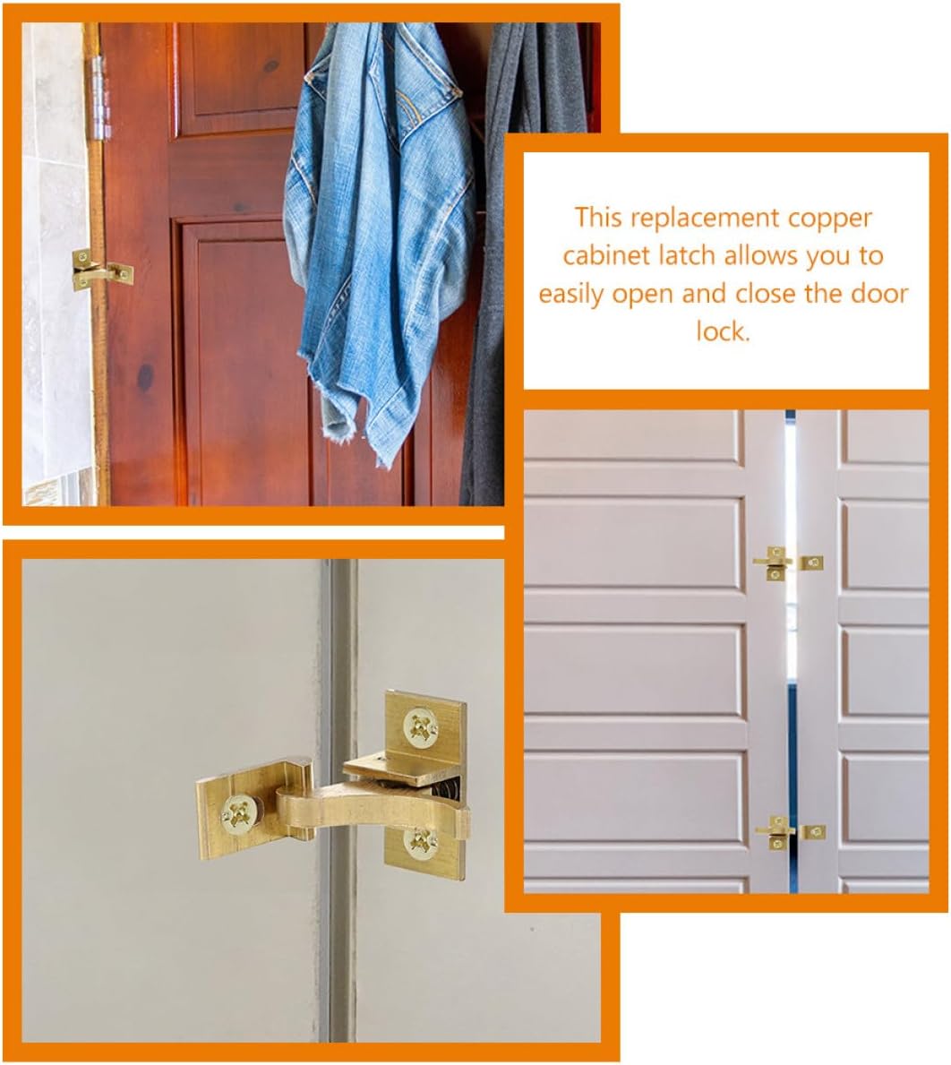  Ciieeo 3 Pcs 90 Degree Copper Angled Latches For Doors, Windows And Cabinets, Metal Hardware Accessories, Simple Installation, Intrusion Protection For Home,