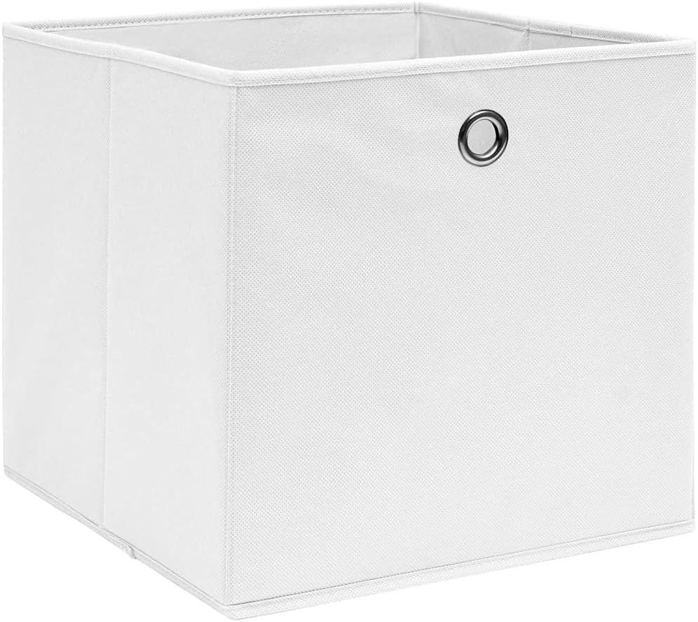 GENERIC Coffre De Rangement, Coffre De Rangement Pour Coussins D'extérieur, Coffres De Rangement D'extérieur Imperméables, 4 Pièces, Blanc, 32 X 32 X 32 Cm, Tissu