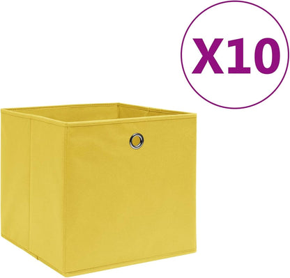 GENERIC Coffre De Rangement, Coffre De Rangement Pour Coussins D'extérieur, Coffres De Rangement D'extérieur étanches, 10 Pièces, Tissu Non Tissé, 28 X 28 X 28 Cm, Jaune
