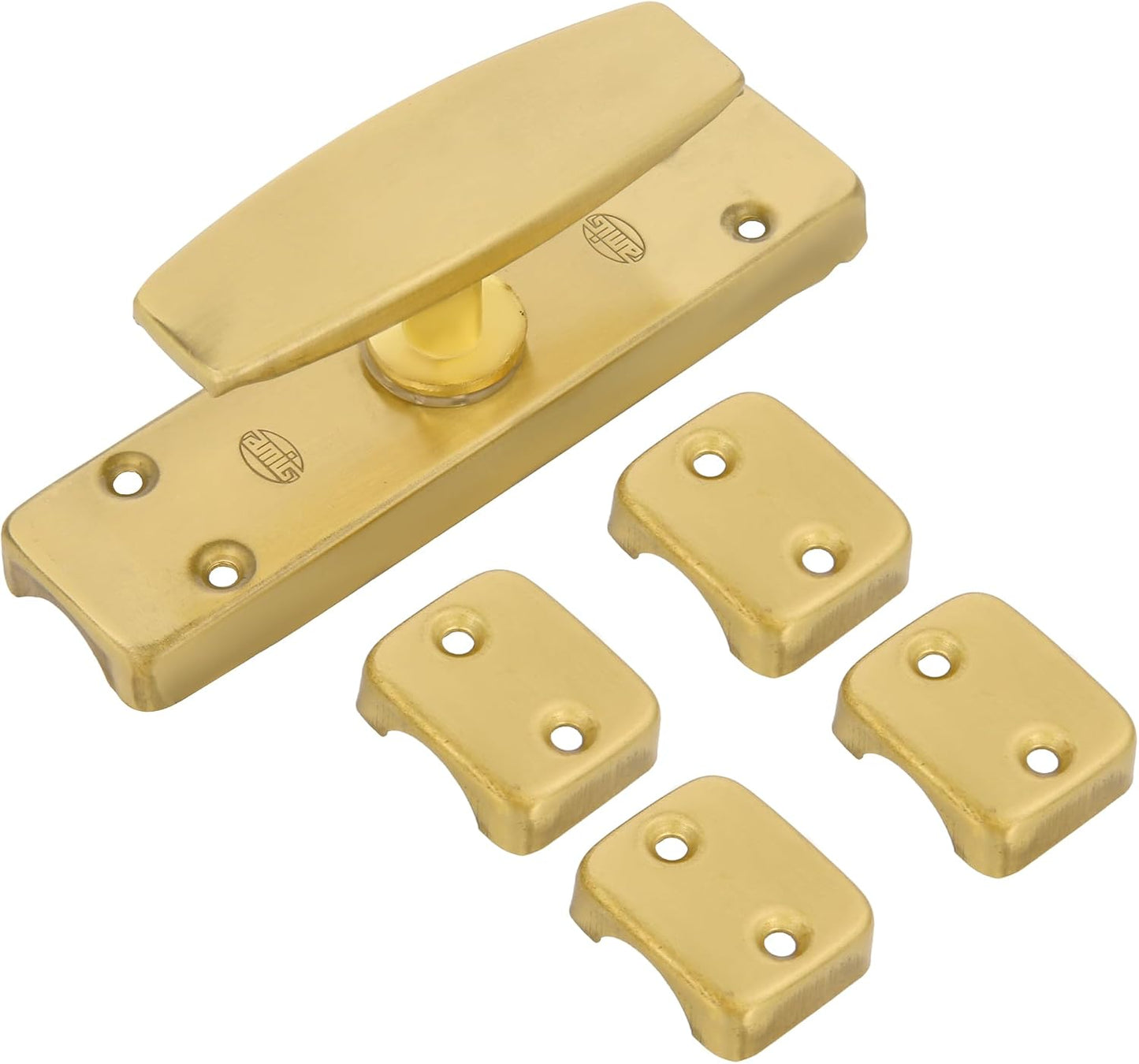  Amig - Model 19 Wall Lock For Windows - Gold - Brass Safety Lock With Handle, Includes Central Support + 4 Side Supports, Dimensions: 126 X 32 Mm, Gold