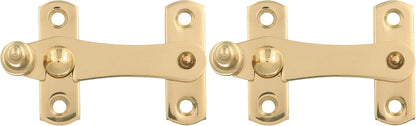  Amig - Golden Latch For Shutters With Reverse Hook Mod. 3 | 75 X 46 Mm | Polished Brass | Anti-Impact And Breakage Security Closure For Windows | Includes Screws