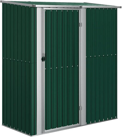  Abri De Jardin Gris En Acier Galvanisé 180,5x97x209,5 Cm, Abri De Rangement Extérieur Avec Toit En Pente Et Porte Verrouillable Pour Outils