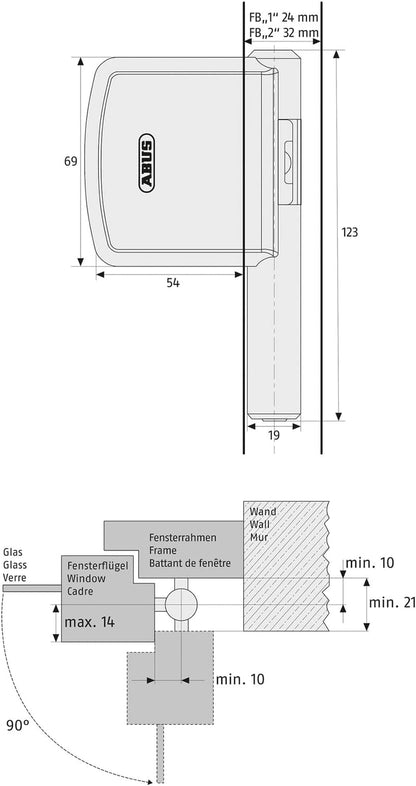  ABUS FAS101 Window Hinge Latch - Extra Lock For Hinges - Security Level 10 - 24490 - Brown
