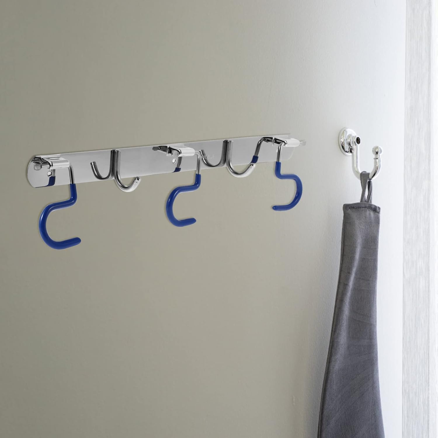  Angoily Support Mural Pour 3 Balais 2 Crochets En Acier Inoxydable 304, Crochet Mural Pratique Pour Serpillières Et Rangement, Pour Salle De Bain Cuisine