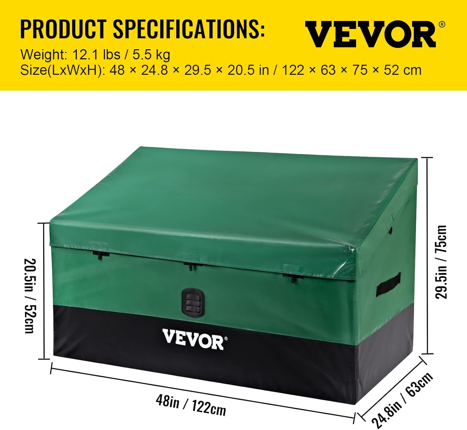  VEVOR Boîte De Rangement D'extérieur En Polyéthylène étanche Avec Cadre Galvanisé, Protection Contre Les Intempéries Et Portable, Pour Camping, Jardin, Piscine Et Cour, Noir Et Vert
