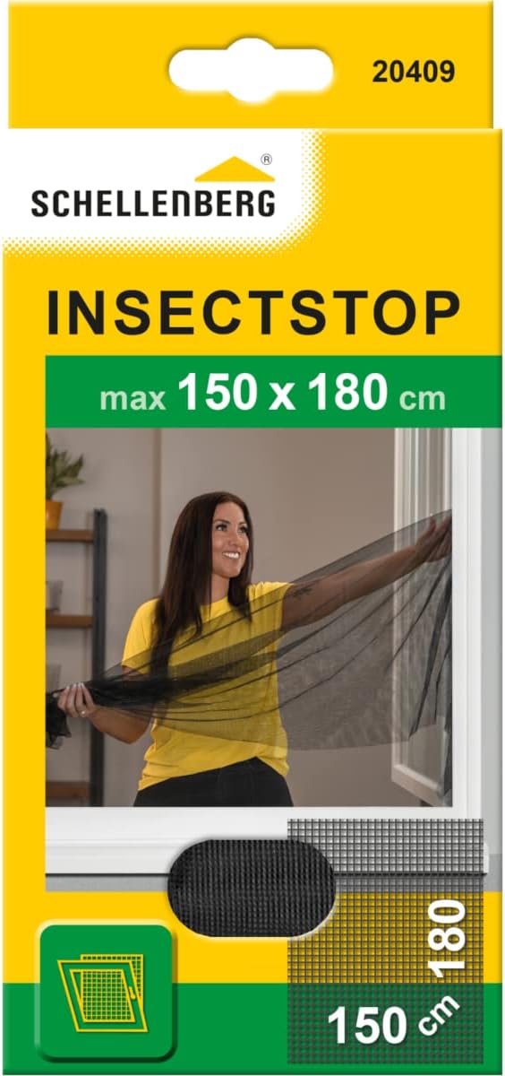  Schellenberg 20409 Mosquito Net For Windows, Can Be Cut To Size With Self-Sealing Tape, 150 X 180 Cm, Anthracite (Pack Of 2)