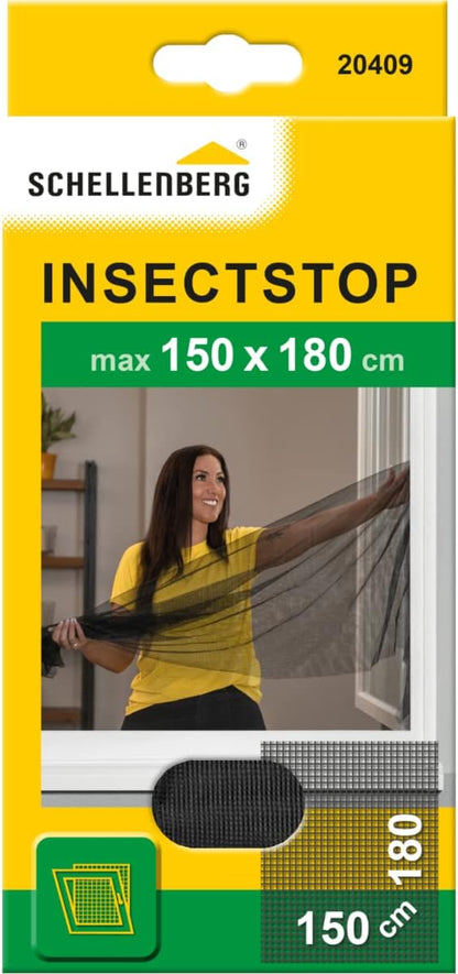  Schellenberg 20409 Mosquito Net For Windows, Can Be Cut To Size With Self-Sealing Tape, 150 X 180 Cm, Anthracite (Pack Of 2)
