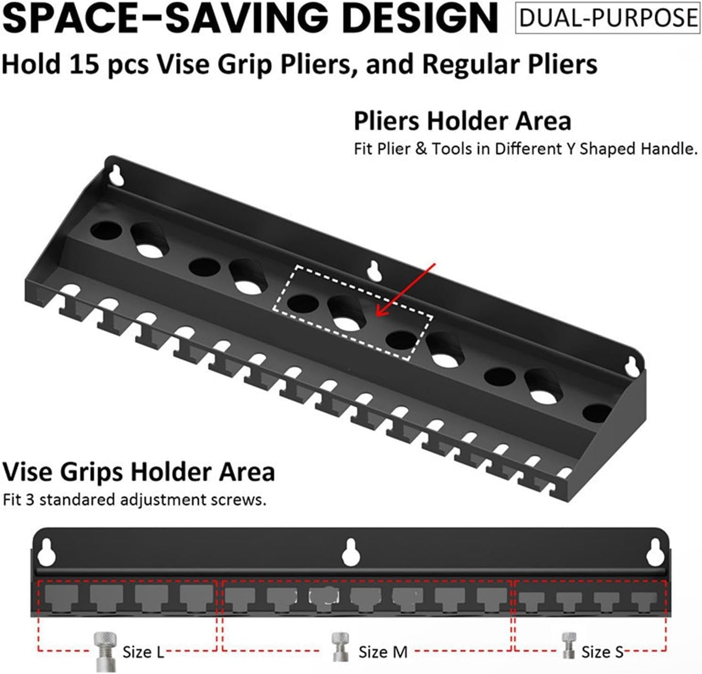  Générique Organiseur Mural Pour Outils - Support Rangement Pour Pinces Utilitaires,Rangement Mural,pour Jardin Cour Arrière Garage Patio Sous-Sol Atelier Entrepôt