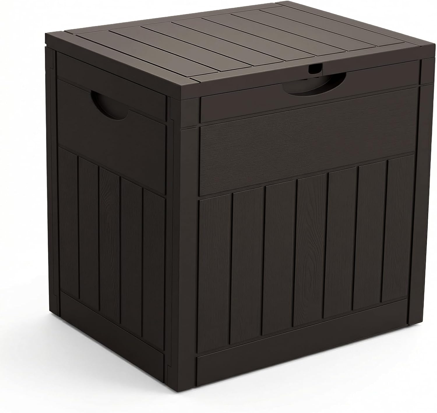  Vounot® Coffre De Rangement Extérieur 126L Boîte De Jardin Étanche Anti UV Couvercle Verrouillable Avec Poignées Encastrées 56 X 43 X 53 Cm Pour Jardin Terrasse Balcon Piscine Effet Bois Noir