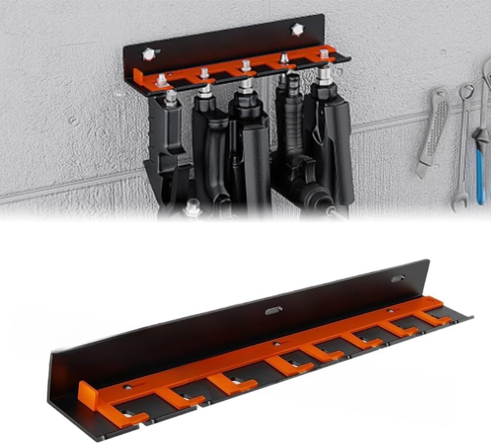  Support Mural Efficace Pour Outils Pneumatiques Avec Corps En Fer De Style Industriel Pour Un Arrangement Soigné Des Outils Dans Le Garage Ou L'atelier De Réparation (8 Emplacements)