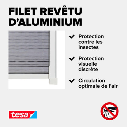  Tesa Moustiquaire Pour Fenêtre De Toit - Amovible Et Enroulable, Avec Cadre En Aluminium - Montage Facile & Sans Perçage Avec La Technologie Adhésive Tesa Powerstrips® - Blanc
