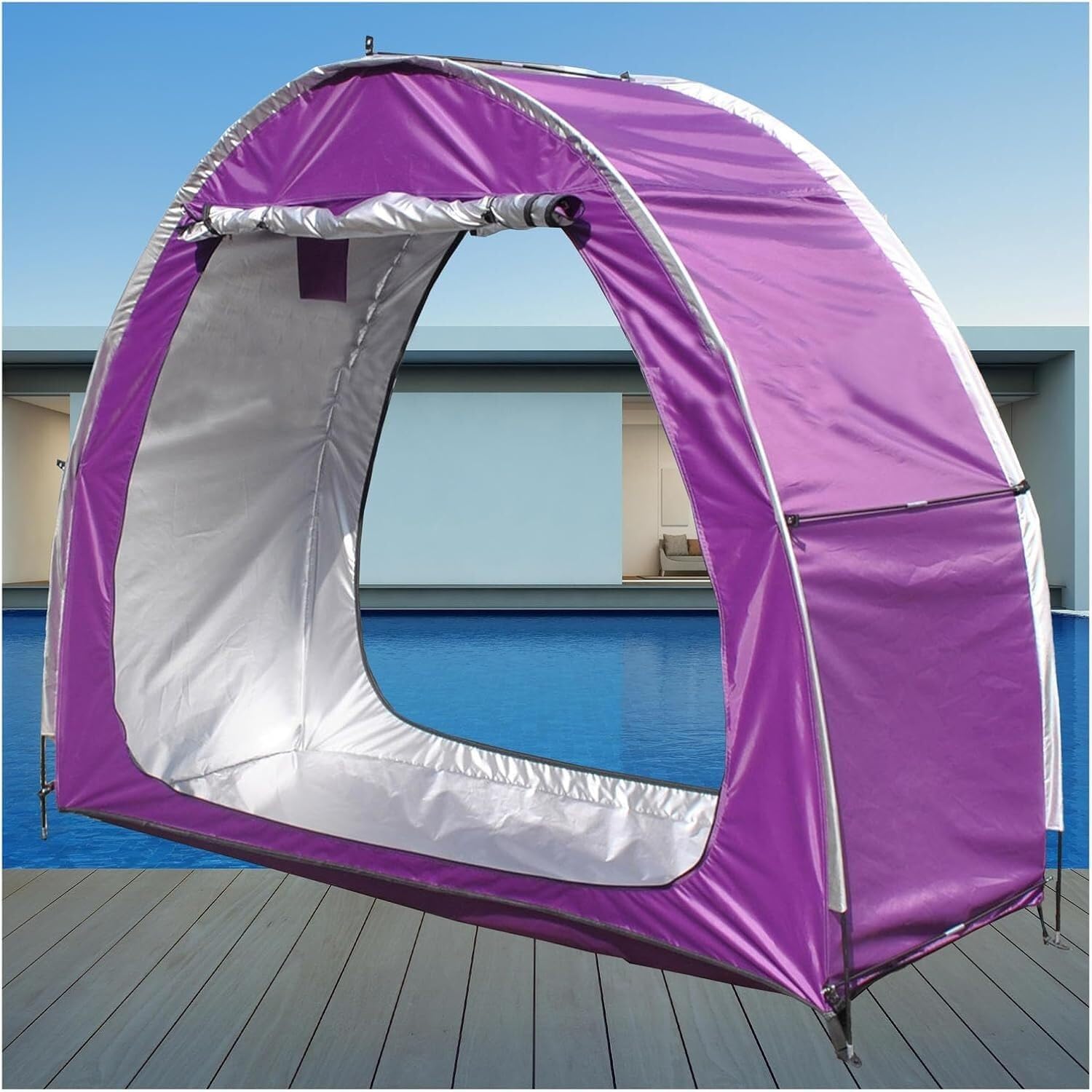 GENERIC Abri à Vélos De Qualité Supérieure - Lot De 2 Abris à Vélos Imperméables Pour Le Rangement Extérieur, Conception Modulable, Protection Durable Pour Vélos, Couleur Argentée, Résistant Aux Int