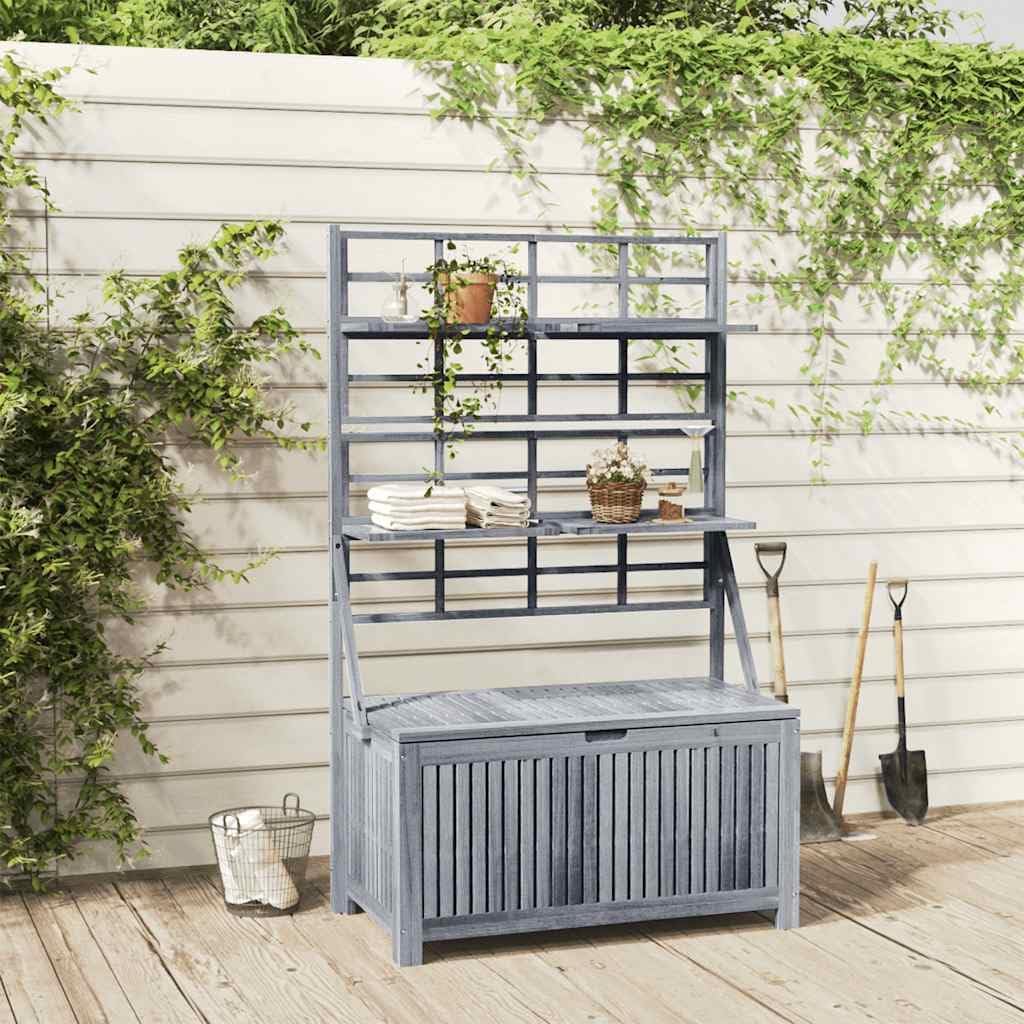  Coffre De Rangement Avec Treillis En Bois D'acacia Massif - 99 X 55 X 160 Cm - Résistant Aux Intempéries - Avec 4 étagères Réglables - Pour Balcon, Terrasse, Extérieur
